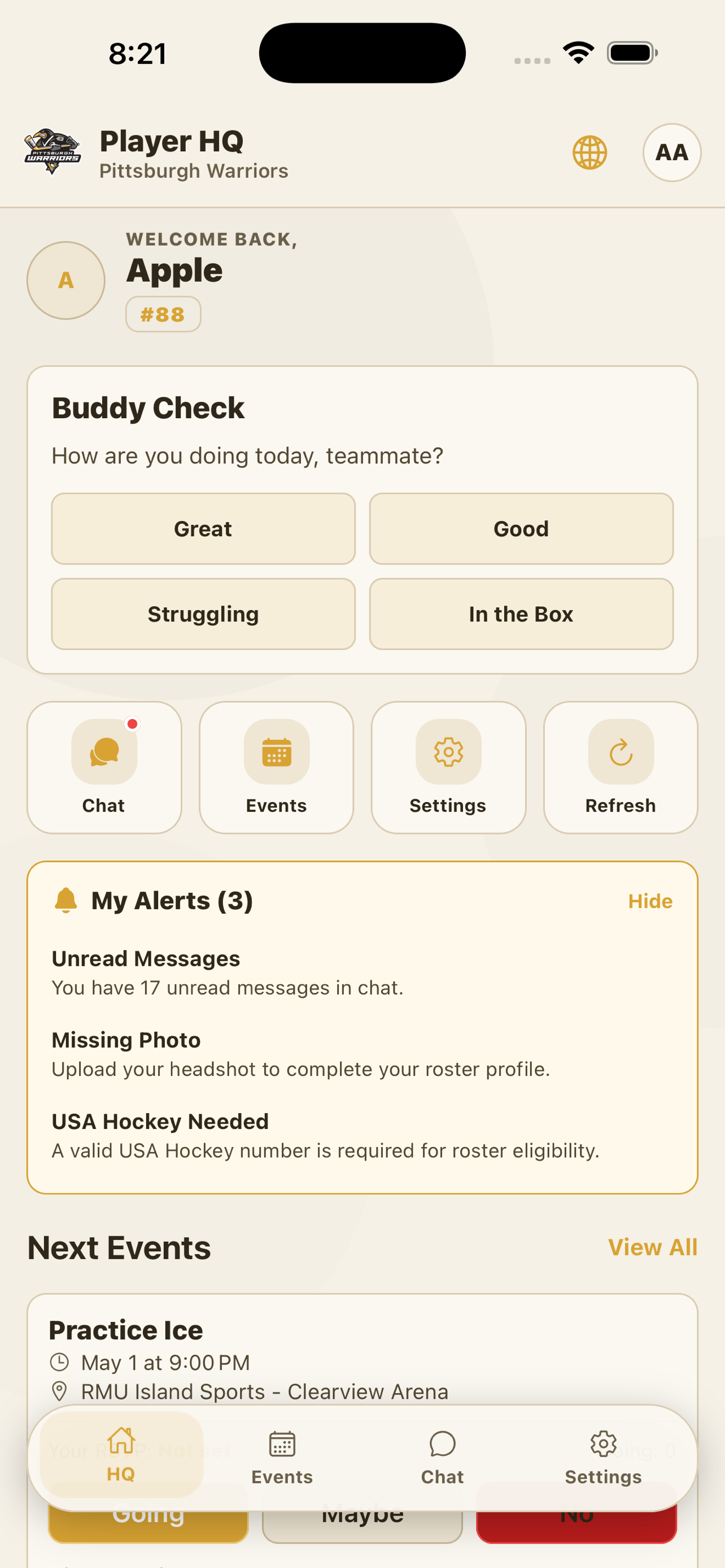 Warriors HQ app — Your daily HQ