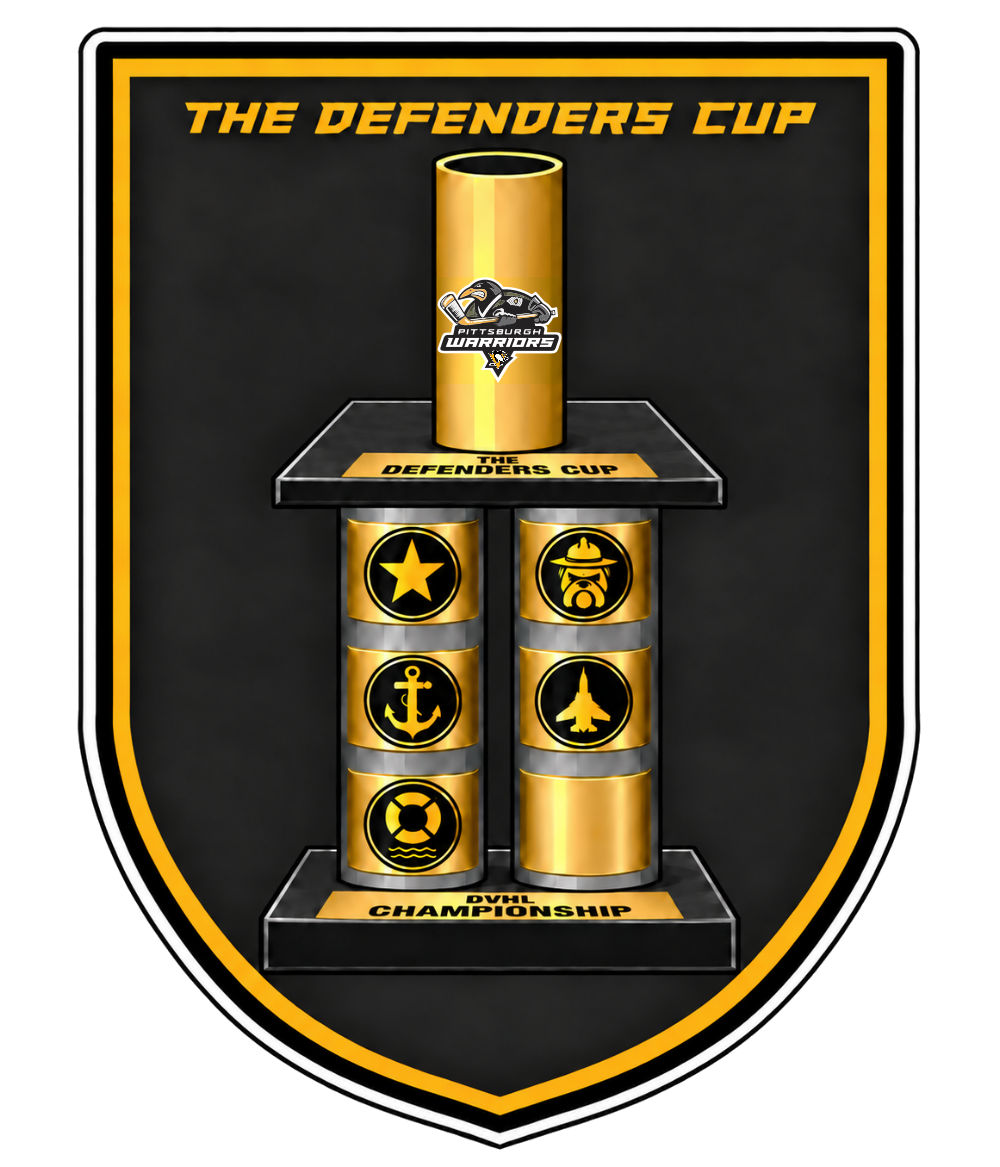 The Defenders Cup shield patch: the trophy with five branch pictograms
